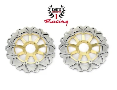 2 Front Brake Disc Rotors Set For Honda VFR 800 1998-2009 Valkyrie 1997-03 Gold - Image 1 of 4