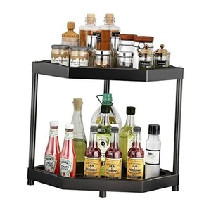 Kitchen Corner Shelf Countertop 2 Tier Bathroom Counter Organizer Cabinet - Picture 1 of 7