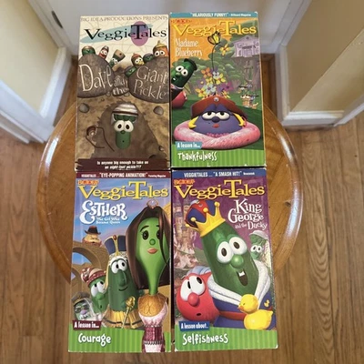 VeggieTales Lot of 4 Dave Giant Pickle, King George, Madame Blueberry & Esther - Image 1 of 4