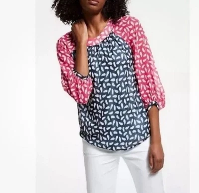 Top Fabulous Boden estampado azul marino y rosa talla 18 Foto 1 de 4