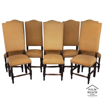Antique English Dining Chairs High Back Set of 8 - Image 1 of 4