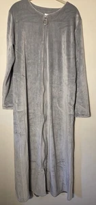 Softies Serenity Shear Nerz Zip Morgenmantel Damen M grau lang Reißverschluss Fronttaschen Luxus - Bild 1 von 9