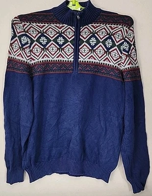 Suéter Izod Cuarto Cremallera Para Hombre Grande Azul Medieval Tejido Pullover Invierno Foto 1 de 4