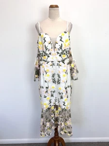 NEW Two Sisters Womens Dress 18 White Floral Mesh Peplum Evening Wedding Formal - Picture 1 of 14