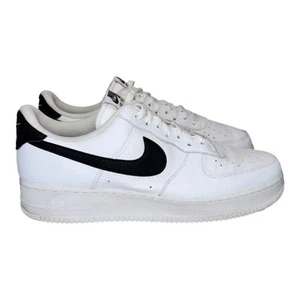 Nike Mens Air Force 1 CT2302-100 White Black Pebbled Leather Sneakers Size 13 - Picture 1 of 6