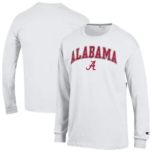 Men's-Champion White Alabama Crimson Tide Arch Over Logo Long Sleeve T-Shirt - Picture 1 of 3