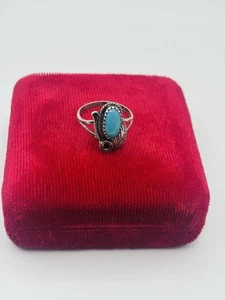 Navajo Sterling Silber Ring Dornröschen Türkis Größe 7 Southwest Vintage - Bild 1 von 10