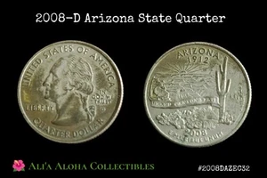 2008-D Arizona Quarter ✨Dual Misalignment/Partial Tilted Collar/Annealing Error✨ - Picture 1 of 3