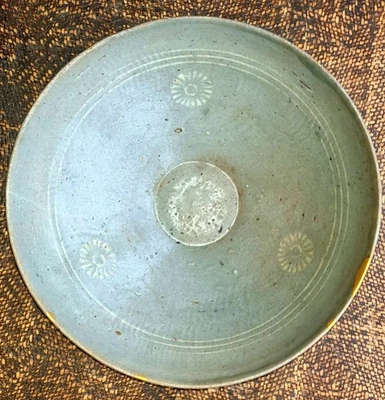Siglo XI - TAZÓN GRANDE, Goryeo Coreano Sanggam Gres Celadon Crisantemo Foto 1 de 4