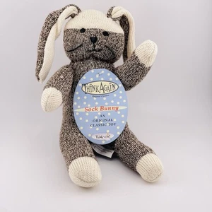 Vintage 2000 Bunny Sock Monkey Stuffed Animal Plush Think Again W/ Tags - Picture 1 of 7