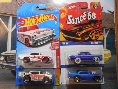 Hot Wheels '57 Chevy LOTE 4 DESDE 68 EDICIÓN ROJA VACACIONES HOT RODS TRACK ASES WHW Foto 1 de 4