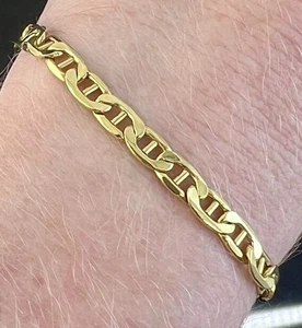 10k Gelbgold halbhohl Anker Link 8" Mariner Armband 6,2 Gramm - Bild 1 von 11