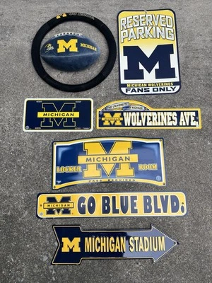 Lote de letreros de calle de metal plástico de Michigan Wolverines para aficionados al baloncesto de fútbol americano Foto 1 de 4