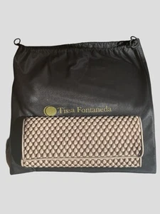 Tissa Fontaneda ash grey Flavia leather clutch bag - Picture 1 of 8