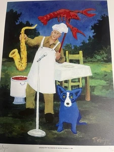 George Rodrigue Dancing With The Crawdads Signed And Numbered  - Picture 1 of 3