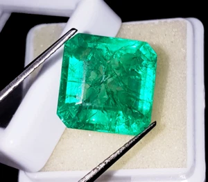 Piedras preciosas sueltas esmeralda natural 9,50+ quilates forma Asscher con certificado - Imagen 1 de 6