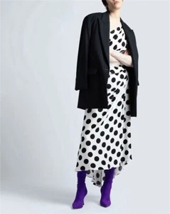 DOLCE & GABBANA Polka Dots Asymmetric Silk Midi Dress IT38 NWT - Picture 1 of 14