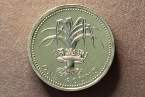 * 1990 UNCIRCULATED CROWNED LEEK POUND COIN EX SET TONING SPOT #JOV25 - Picture 1 of 8