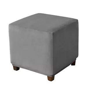 Ottoman Cover Square Velvet Ottoman Covers Protector for Footrest Foot Stool ... - Picture 1 of 6