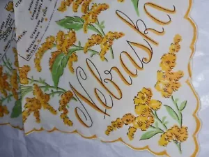 Vintage State of Nebraska Hanky Hankie Cotton Handkerchief RANSHAW 50's souvenir - Picture 1 of 4