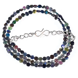 18 Zoll Fantastische Schwarze Äthiopische Opal Perlen Halskette Münzform Opal Perlen Halskette - Bild 1 von 3