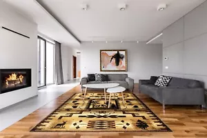 Machine Washable - Deer Animal Print Cabin Rustic Theme Area Rug Brown, Red - Picture 1 of 37