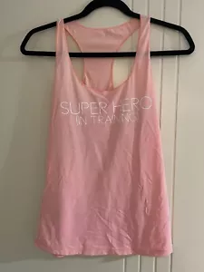 Lorna Jane active gym singlet 'Superhero in training' peach-pink colour (size L) - Picture 1 of 4