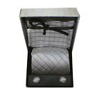 Blue And Grey Check Cufflink Tie And Hankie Gift Box by Sax Design SAX_WB10