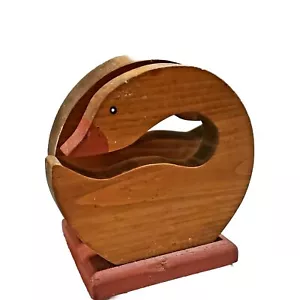 Rustikaler Holz Ente Gans Serviettenhalter Landhaus Küche Deko Handarbeit - Bild 1 von 12