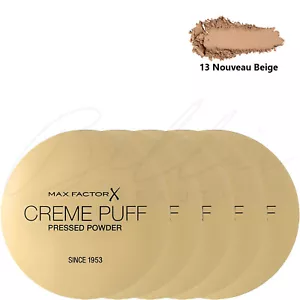 MAX FACTOR Creme Puff Pressed Compact Face Powder - 13 Nouveau Beige *PACK OF 5* - Picture 1 of 7