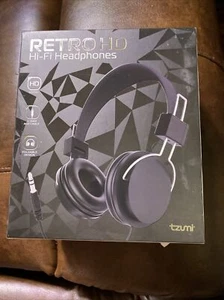 Tzumi Retro HD Hi-Fi Headphones HD Sound, 3.5MM Aux Cable, Foldable Design NEW - Picture 1 of 4