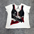 Pirate Shirt Mens 3XL XXL Black Red Graphic Logo Print Skull Goth Short Sleeve
