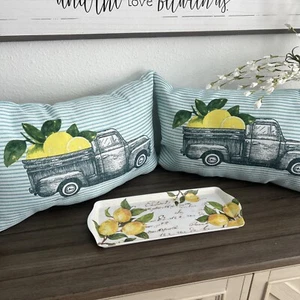 Lote Bandeja Limón 14”X22” Almohadas Hogar Moda Dos Camiones y Limones Decorativos - Imagen 1 de 14