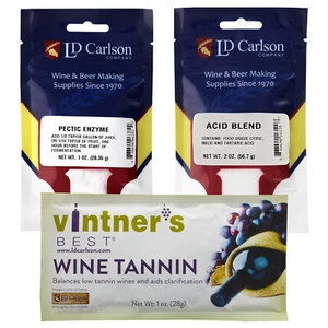 Wine Tannin 1 oz, Pectic Enzyme 1 oz, Acid Blend 2 oz Bundle for Wine Making - Picture 1 of 4