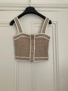 Woman’s Beige Knit Crop Top - Picture 1 of 3
