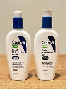 Cerave Moisturizing Facial Lotion PM Ultra lightweight - 3 Oz 2 pack - Picture 1 of 4