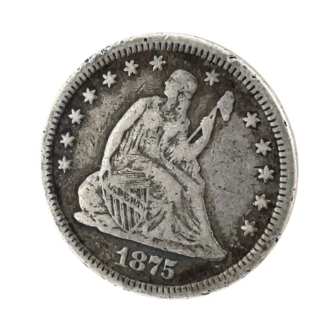 1875 Seated Liberty Quarter 25C Silver U.S Coin Cover