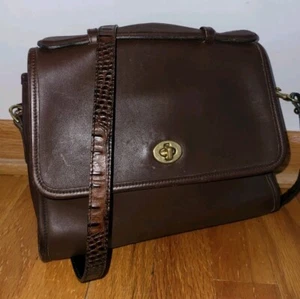 Coach Court Satchel Crossbody Mahogany Leather Handbag 9870 Brahmin Strap - Picture 1 of 24