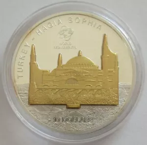 Islas Cook 10 dólares 2009 World Monuments Santa Sofía en Estambul 1 oz plata - Imagen 1 de 2