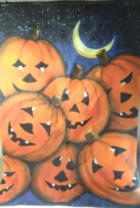 Halloween Garden Flag Pumpkins Jack-O-Lanterns Large 25 x 36 Holiday Fall Decor - Picture 1 of 4