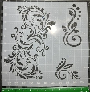 FLORAL FILAGREE AIRBRUSH STENCILS Stencil Mylar REUSABLE CUSTOM PAINT 3 designs - Imagen 1 de 5