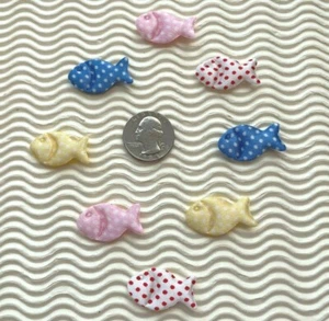 80 pc x 1 1/8" Mix Padded Polka Dots Satin Fish Appliques for Hair Bow/Card ST44 - Picture 1 of 2