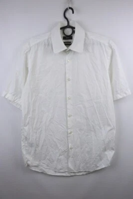 HUGO BOSS White Cotton Regular Fit Short Sleeve Button Up Dress Shirt Size 39 - Image 1 of 4