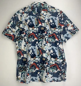 Perry Ellis Stretch Retro Geometric Pattern Short Sleeve Men's Button Shirt XL - Picture 1 of 4