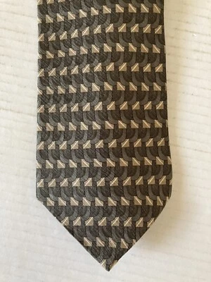 Corbata Croft & Barrow Para Hombre Corbata Seda Verde Oliva Bronceado Geométrica Hecha en EE. UU. Foto 1 de 4