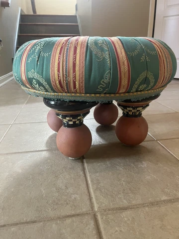 Vintage 1983 Mackenzie-Childs, Ltd. Handpainted Ottoman Foot Rest Cover