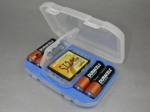 Battery Case Holder fits 4 AA Case  & Compact Flash CF card + Engraved Nameplate - Picture 1 of 2
