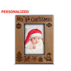 My First Christmas-My 1st Christmas- Santa and me -Engraved Wood Picture Frame