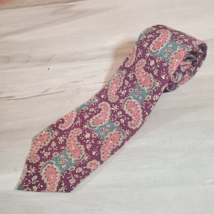 Polo Ralph Lauren Silk Neck Tie Blue/Pink/purple Paisley Handmade In USA - Picture 1 of 5