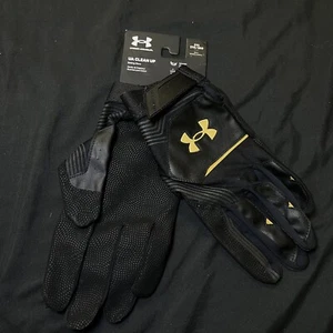 Under Armour UA Clean Up 21 Baseball Batting Gloves Black Gold Mens Size XXL 2XL - Picture 1 of 8